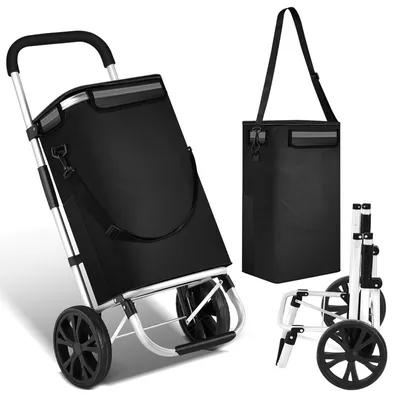 Image de TolleTour Chariot de courses Chariot de courses pliable Trolley léger en aluminium avec 40L Grande capacité Sac thermique