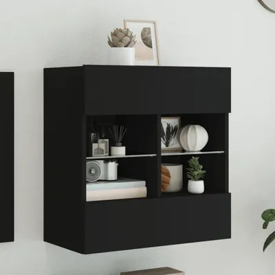 Produktbild von vidaXL TV-Wandschrank mit LED-Leuchten Schwarz 58,5x30x60,5 cm