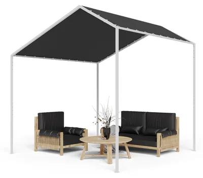 Produktbild von Blumfeldt Pergola, Metall Pavillon mit Polyester Schrägdach, Sonnensegel mit Gestell, Überdachung Freistehend, Sonnenschutz für Garten und Terrasse, Gazebo Wasserdicht und Stabil, Aluminium-Rahmen
