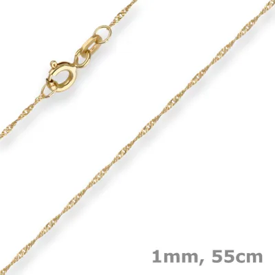 Produktbild von 1mm Singapurkette Goldkette Collier Halskette aus 750 Gold Gelbgold 55cm