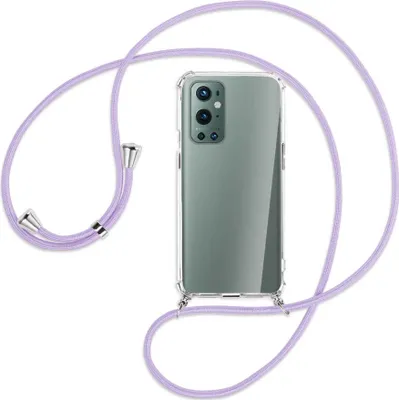 Produktbild von Handykette Backcover-Schutzhülle mit Band (Metall silberfarben) für OnePlus 9 Pro - violett