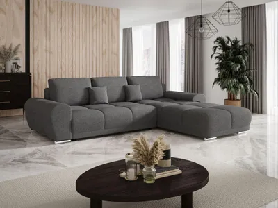 Produktbild von BEDANTE Ecksofa BEGA L Rechts ARAGON 93 Grau mit Schlaffunktion L-Form Sofa mit Stauraum Bettkasten Wohnzimmersofa Couch Sofa Bettsofa Bettkasten Bettcouch