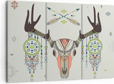 Produktbild von Bild auf Leinwand - Leinwandbild - Hirsch Mandala Spiritualität wild - 105x70cm - Wand Bild - Wanddeko - Leinwanddruck - Bilder - Kunstdruck - Leinwand bilder - Wandkunst - CE105x70-3154