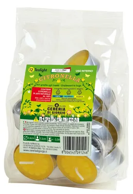 Teelicht Citronella-Duft, gelb, 3,6 cm Ø, 12 Stück