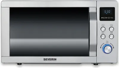 Produktbild von Mikrowelle Grill Heißluft 25 Liter SEVERIN 3 in 1 MW 7774 Pizza Teller Ø 28 cm MW 7774 aus Edelstahl, gebürstetsilber Mikrowelle Mit Grill Und Heißluftfunktion 3-in1 Mikrowelle Mikrowelle Minibackofen Mikrowellengerät Mikrowelle Mit Backofenfunktion Mikrowelle Mit Doppelgrill