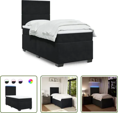 Produktbild von The Living Store Boxspringbett mit Matratze Schwarz 100x200 cm Samt