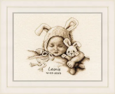 Zdjęcie produktu dla Zestaw do haftu krzyżykowego Vervaco "Dziecko i pluszowe zabawki", wzór liczony, 23x21cm