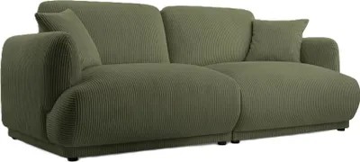 Obrázek produktu pro BETTSO Elegantní dvoumístná pohovka LOCCO s pohodlným sedákem z manšestrové zelené látky