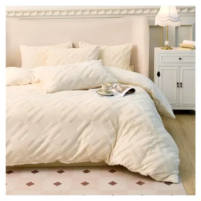 Produktbild von Plüsch Bettwäsche 135x200 cm Kuschelbettwäsche mit Teddy Fleece für den Winter, Kissenbezug 80x80 cm (Beige)