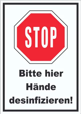 Produktbild von Bitte hier Hände desinfizieren Aufkleber A9 (37x52mm)