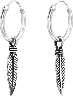 Produktbild von Creolen Ohrringe 925 Sterling Silber mit Feder