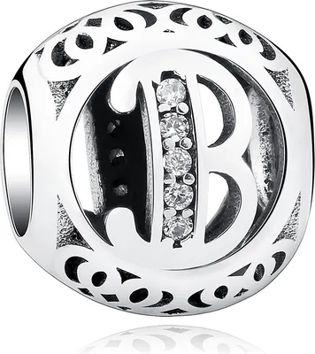 Produktbild von PANDACHARMS Kugel Buchstabe B Charm , 925er Sterling Silber, passt zu Pandora