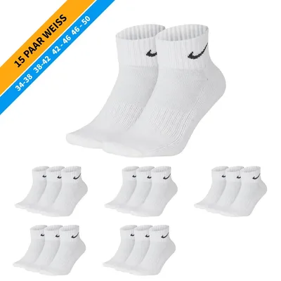 Produktbild von NIKE Socken - Farbe: 15 Paar Weiß Quarter Socken - Größe: 42-46