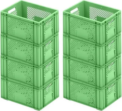 Produktbild von SuperSparSet 8x Eurobehälter Obst- und Gemüsekasten | HxBxT 19x30x40cm | 18 Liter | Grün | Obst-Gemüsekiste, Obstkorb, Transportbox