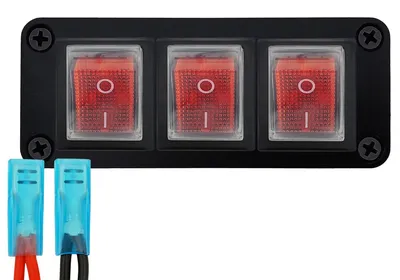 Productafbeelding van ProRide Wipschakelaar ON-OFF KCD4 - 2 Polig - 250V/16A - Inbouwpaneel 3-voudig - Met kabel en kapje - Rood