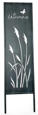 Produktbild von Kobolo Gartenstecker Gartentafel Gartenschild Schild Wohndeko Spalier Bodenstecker - WILLKOMMEN - schwarz - 30x93cm - Eingangsbereich Garten Terrasse