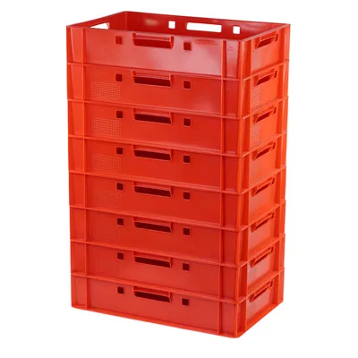 Produktbild von 8 Stück E1 Kisten 600 x 400 x 125 mm Fleischkasten Lagerkiste Metzgerkiste in rot
