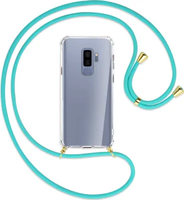 Produktbild von Handykette Backcover-Schutzhülle mit Band (Metall goldfarben) für Samsung Galaxy S9+ / S9 Plus - türkis