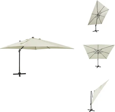 Produktbild von vidaXL Ampelschirm mit Mast und LED Sandfarben 300 cm - Sonnenschirme & Sonnenschutze