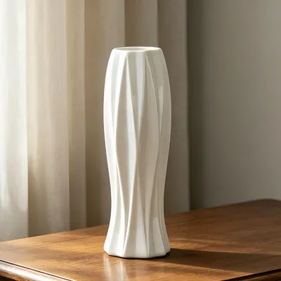 Obrázok produktu pre Omgoods – Moderná biela keramická váza, výška 30 cm