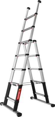 Produktbild von Günzburger Steigtechnik Teleskop-Kombileiter Combi Line 6 + 2 Stufen nutzbar als Anlege- oder Stehleiter - 115476
