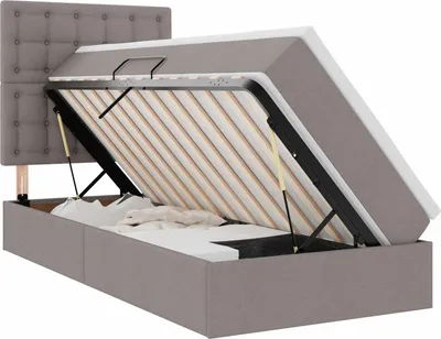 Produktbild von vidaXL LED-Speicherbett mit Matratze Taupe 100 x 200 cm Stoff