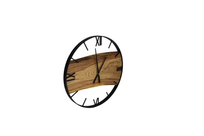 Produktbild von Wanduhr Holz Metall, Wanduhr Industrial Design, Wanddekoration, Eichen-Carrageenan, Einzigartige Wanduhr, Handmade, Geschenk für Sie, Einbausatz