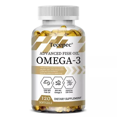 Image de Advanced Omega 3 Fish Oil + EPA & DHA (120 gélules) Complément alimentaire, cerveau, mémoire, concentration, fonction cognitive, articulations, os, cœur