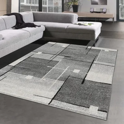 Immagine prodotto di Tappeto di design con motivo quadrato astratto in grigio Dimensioni - 120x160 cm