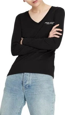 Produktbild von Armani Exchange 8nyt89_yjg3z Langarm-t-shirt Mit V-ausschnitt Schwarz XL Frau Schwarz XL