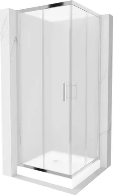 Image de Mexen Rio Cabine de douche carrée 70 x 70 cm, motif strass, chrome + receveur de douche Rio, blanc - 860-070-070-01-30-4510