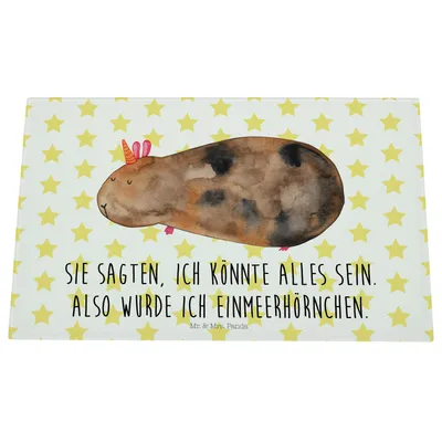 Produktbild von Mr. & Mrs. Panda Schneidebrett Glas Einhorn Meerschweinchen - Weiß - Geschenk, Unicorn, schneidbrett, Hackbrett, Einhörner, Schneidplatte, Meerhörnchen, Meerschwein, Aus