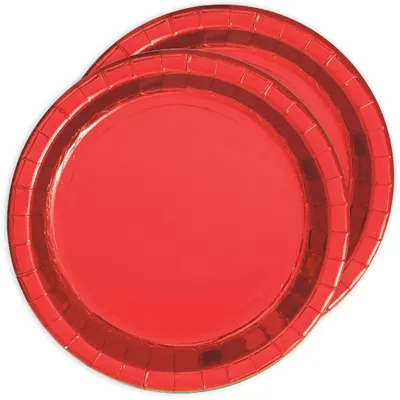 Produktbild von 8 Papp Teller Rot Metallic 23cm