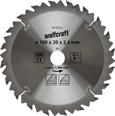 Produktbild von wolfcraft HM-Kreissägeblatt, 20 Z, Ø 160x20x 2,4mm