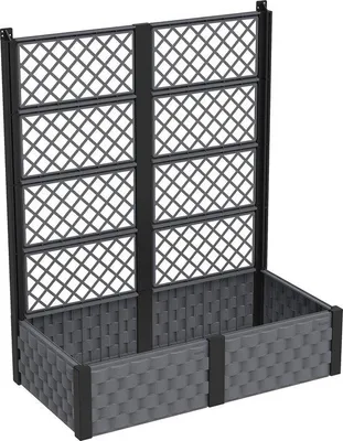 Produktbild von Unyqoos® Hochbeet mit Rankgitter – erhöhtes Pflanzbeet für Balkon, Terrasse & Garten, wetterfest, erweiterbar, mit Eckkappen, einfache Montage