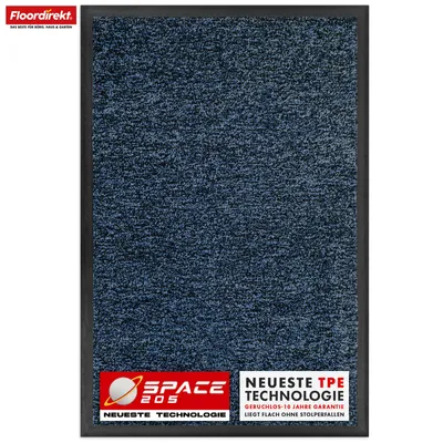 Produktbild von Schmutzfangmatte Space 205 Rutschfeste Fußmatte mit TPE-Rücken Velours Blau 90 x 120 cm