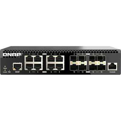 Produktbild von QNAP QSW-M3216R-8S8T - Switch - managed - 8 x 100/1000/2.5G/5G/10GBase-T + 8 x 10Gb Ethernet SFP+ - an Rack montierbar
