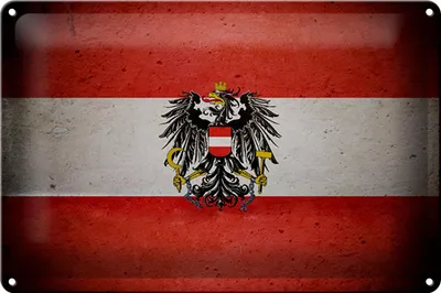 Produktbild von Blechschild Flagge Österreich, 30 x 20 cm, Blechschilder Fahne Nationalität