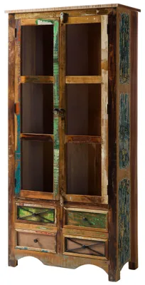 Immagine prodotto di MASSIVMOEBEL24 | NATURE OF SPIRIT #138 Vetrina in legno riciclato - laccato / multicolore 90x40x190