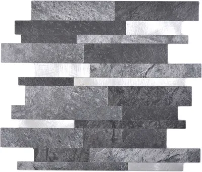 Produktbild von selbstklebende Vinyl Mosaikstäbchen Steinoptik Quarz anthrazit silber Fliesenspiegel Küche Wand MOS200-32BS