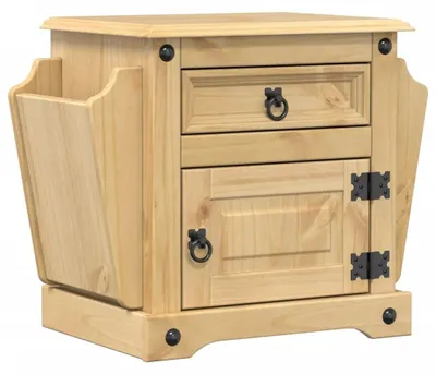 Produktbild von Massiver Nachttisch aus Holz mit einer Schublade, 45 x 35 x 47,5 cm