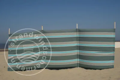 Produktbild von Strandwindschutz 4 m Grau/Taupe/Türkis Polyacryl-Windschutz  – 4 m Camping-Windschutz