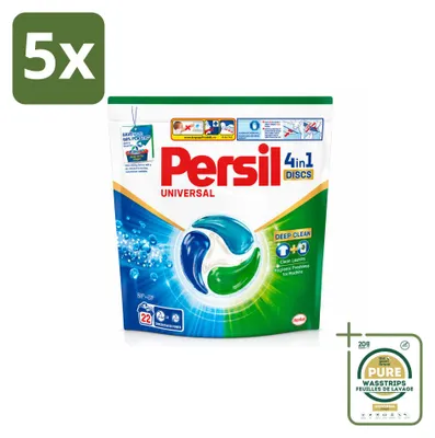 Produktbild von 5 x Persil Universal 4in1 Discs - Waschmittel für weiße Wäsche - Vorratspackung - 5 Stücke