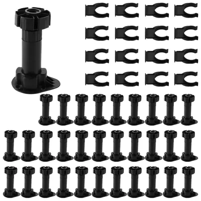 Image de TRANKIELO® - 32 pieds de meubles en plastique, de 100 à 120 mm – réglables, pieds de cuisine durables – adaptés à divers meubles