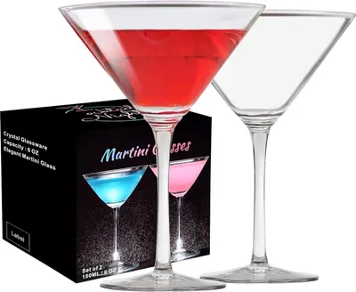 Obrázok produktu pre Poháre na koktaily Martini sada 2 ručne fúkaných prémiových krištáľových pohárov na koktaily ideálne na koktaily Martini Margarita párty 240 ml