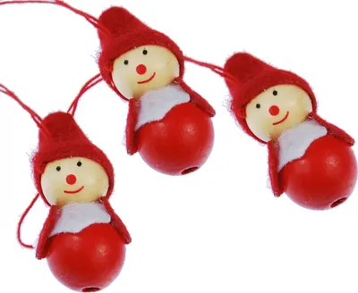 Produktbild von 3 Stück Weihnachtsbaumanhänger Baumschmuck Anhänger Xmas Wichtel Holz rot