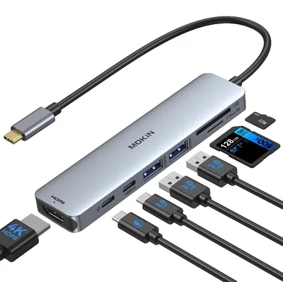 Obrázek produktu pro USB-C rozbočovač, výstup 4K HDMI, více konektorů, 7 v 1 4K60Hz