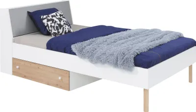 Produktbild von Furniture24 Bett Faro Fr15 Mit Federkeernmatratze 120X200 Cm 1 Schublade Kopfteil Mit Staraum Einzelbet