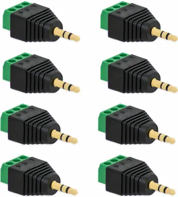 Produktbild von 8X Klinken Stecker 3,5 mm Adapter > Terminal Block 3-Pin Schraub Klemmen Vergoldet