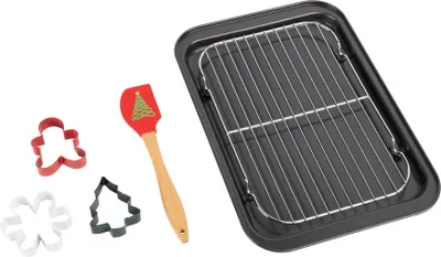 Produktbild von 6-teiliges Back-Set mit Backform ca. 37 x 25,5 cm, Auskühlgitter, Keksausstechern und Teigschaber